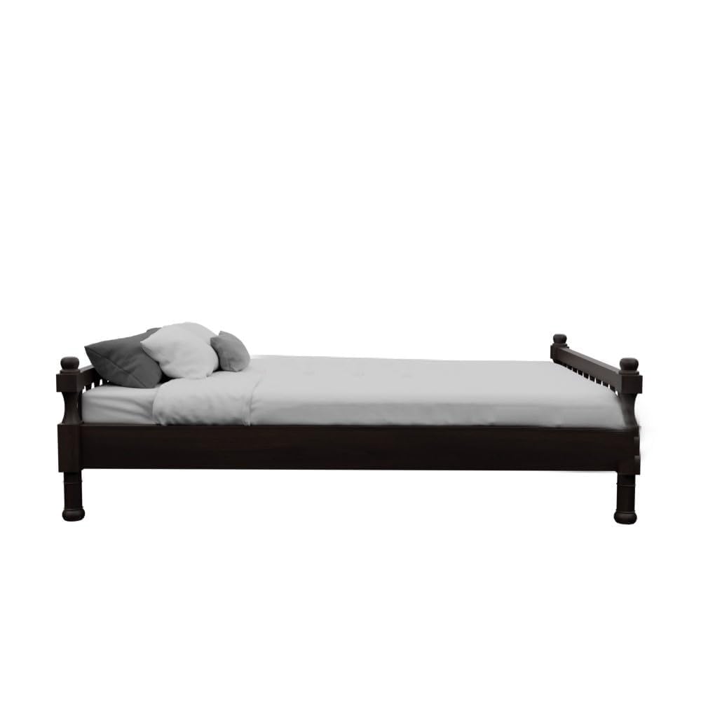 Solid Sheesham Wood Single Bed - Walnut Finish
