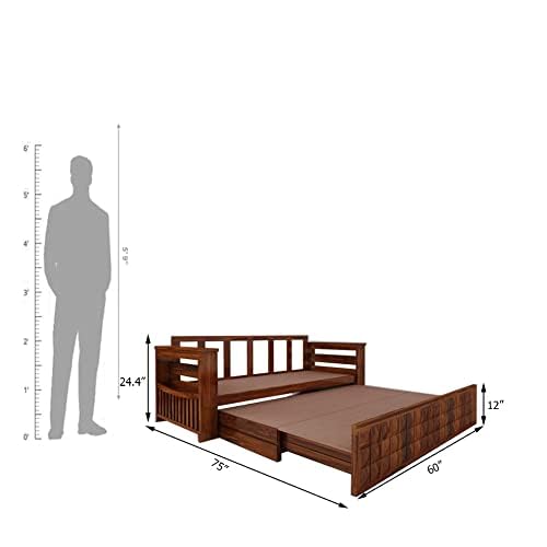 Diamond 3-Seater Sheesham Sofa Cum Bed - Natural Finish