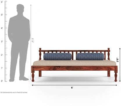 3-Seater Sheesham Sofa Cum Diwan - Walnut