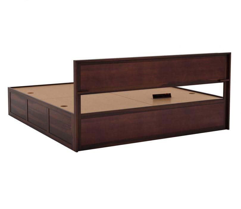 King Size Sheesham Bed with Box Storage - Walnut Finish