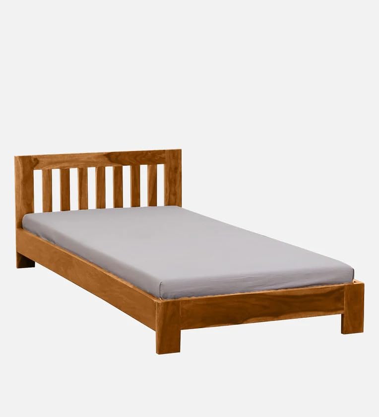 Solid Sheesham Wood Single Bed | Honey Finish