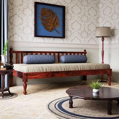 3-Seater Sheesham Sofa Cum Diwan - Walnut
