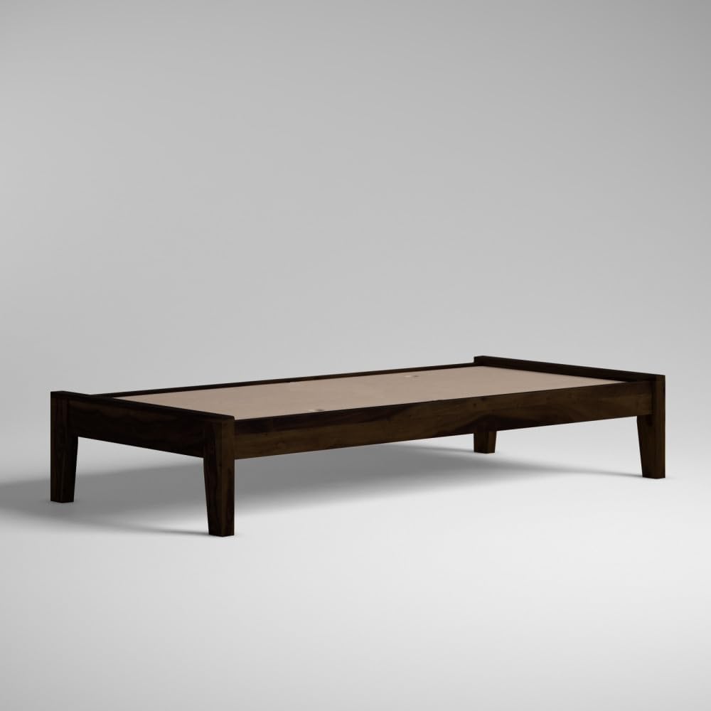 Solid Sheesham Wood Single Size Bed | Walnut Finish
