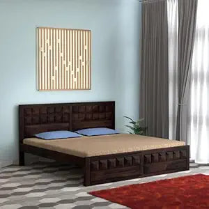 Elegant Sheesham King Bed - Walnut Finish