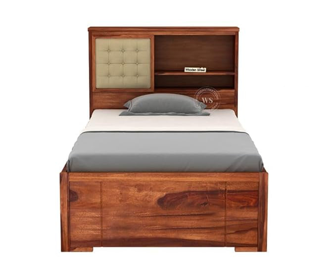 Solid Sheesham Single Bed with Storage