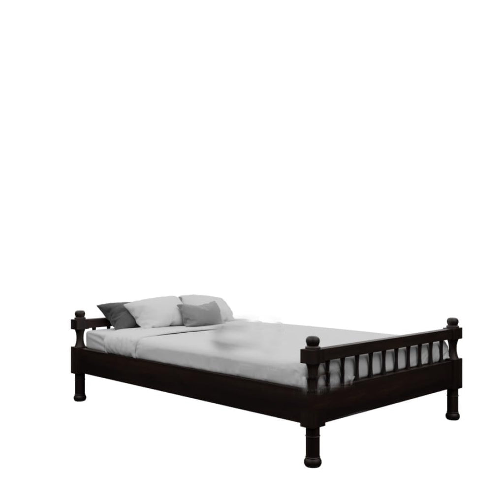 Solid Sheesham Wood Single Bed - Walnut Finish