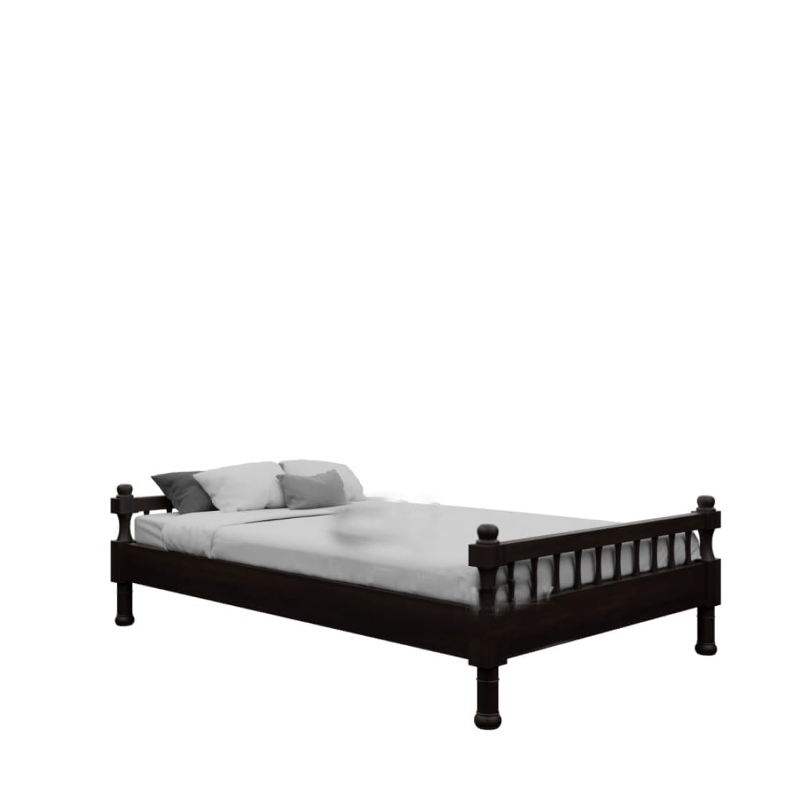 Solid Sheesham Wood Single Bed - Walnut Finish