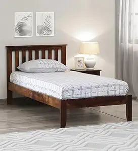 Solid Sheesham Wood Single Bed for bedroom | Walnut Finish