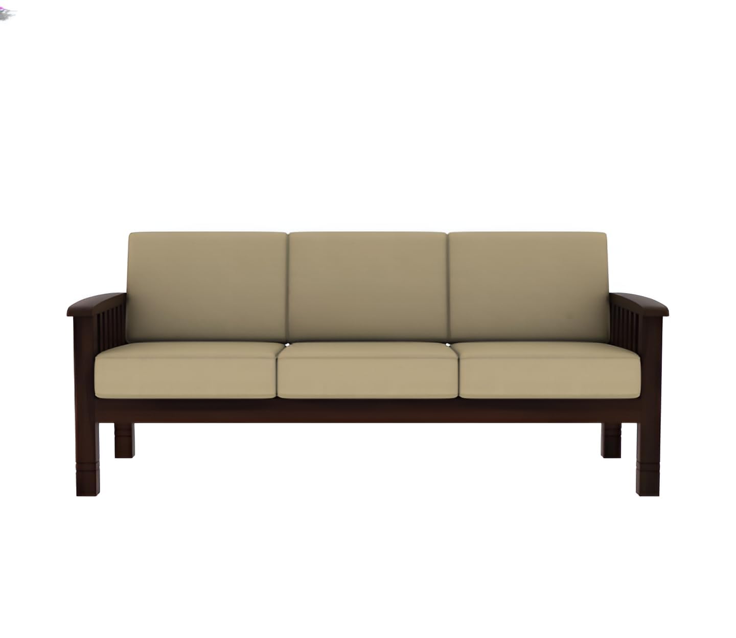 Solid Sheesham Wood 3-Seater Sofa - Walnut Finish