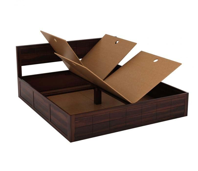 King Size Sheesham Bed with Box Storage - Walnut Finish