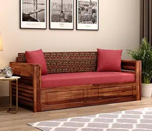Foster 3-Seater Sheesham Sofa Cum Bed (Honey Berry)