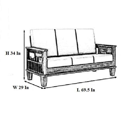Solid Sheesham 3-Seater Sofa Set for Livingroom - Honey Finish