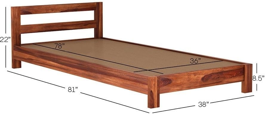 Solid Sheesham Wood Single bed for Bedroom | Natural Finish