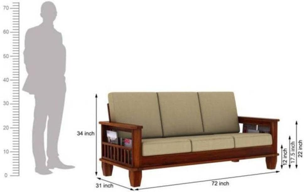 Solid Sheesham Wood 5-Seater Sofa Set (3+1+1)