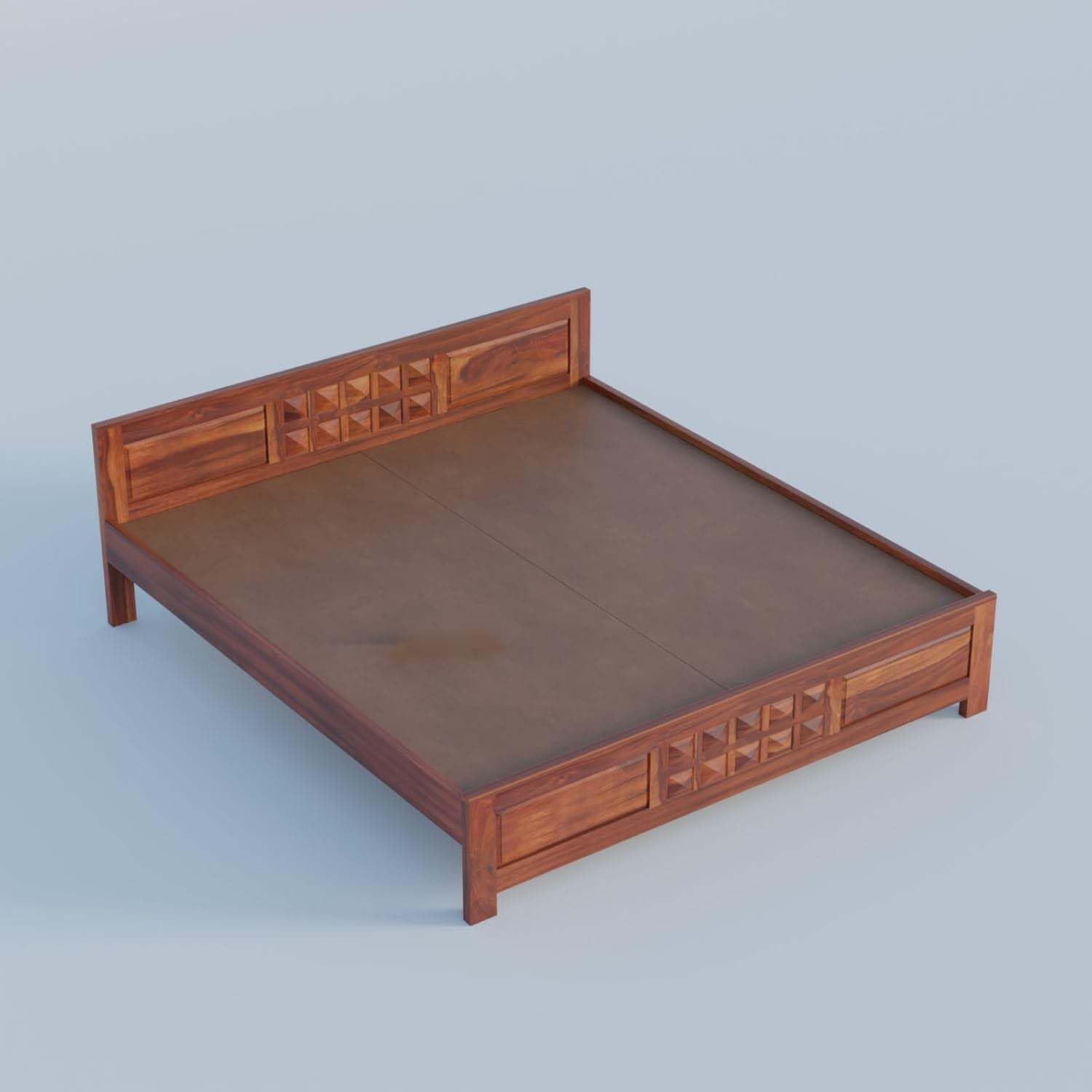Solid Sheesham Wood King Size Bed | Natural Finish