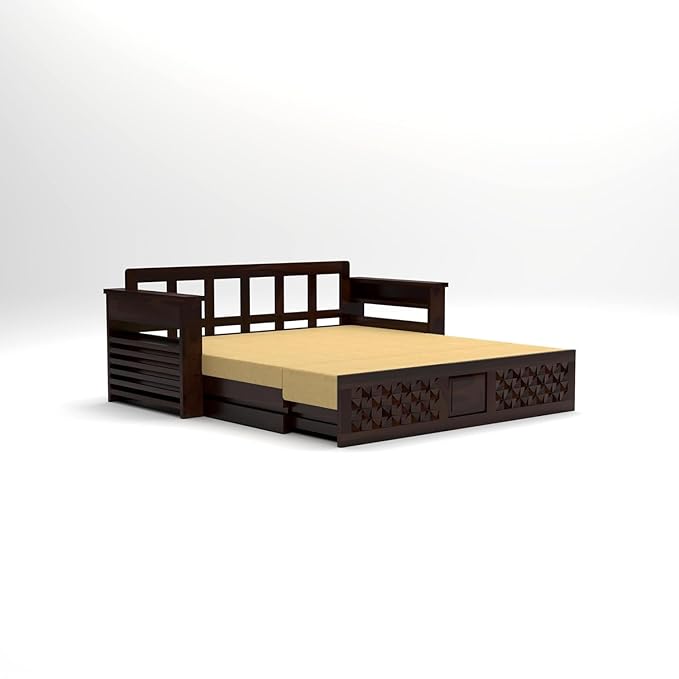 Solid Sheesham Wood 3 Seater Sofa Cum Bed for Living Room