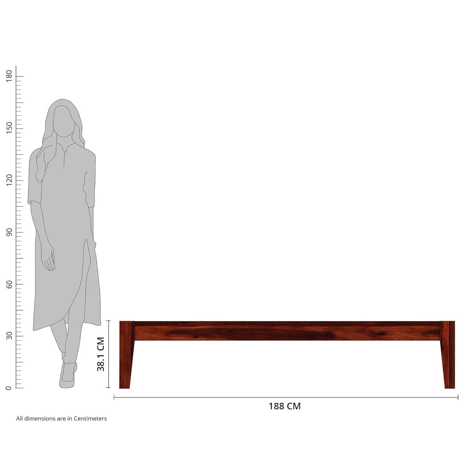 Solid Sheesham Single Bed For Bedroom  - Honey Finish