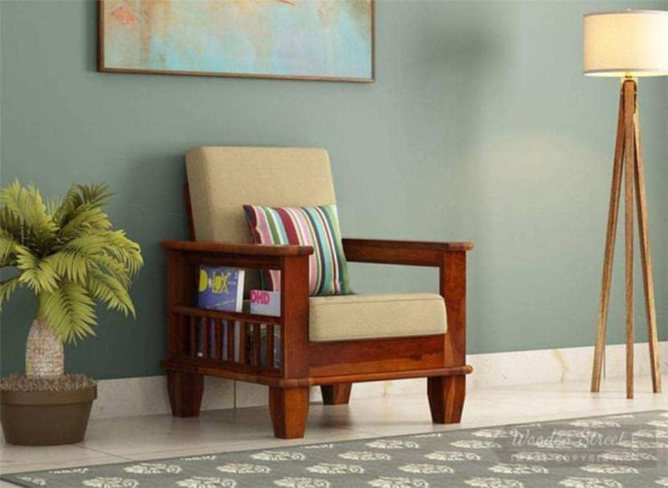 Solid Sheesham Wood 5-Seater Sofa Set (3+1+1)