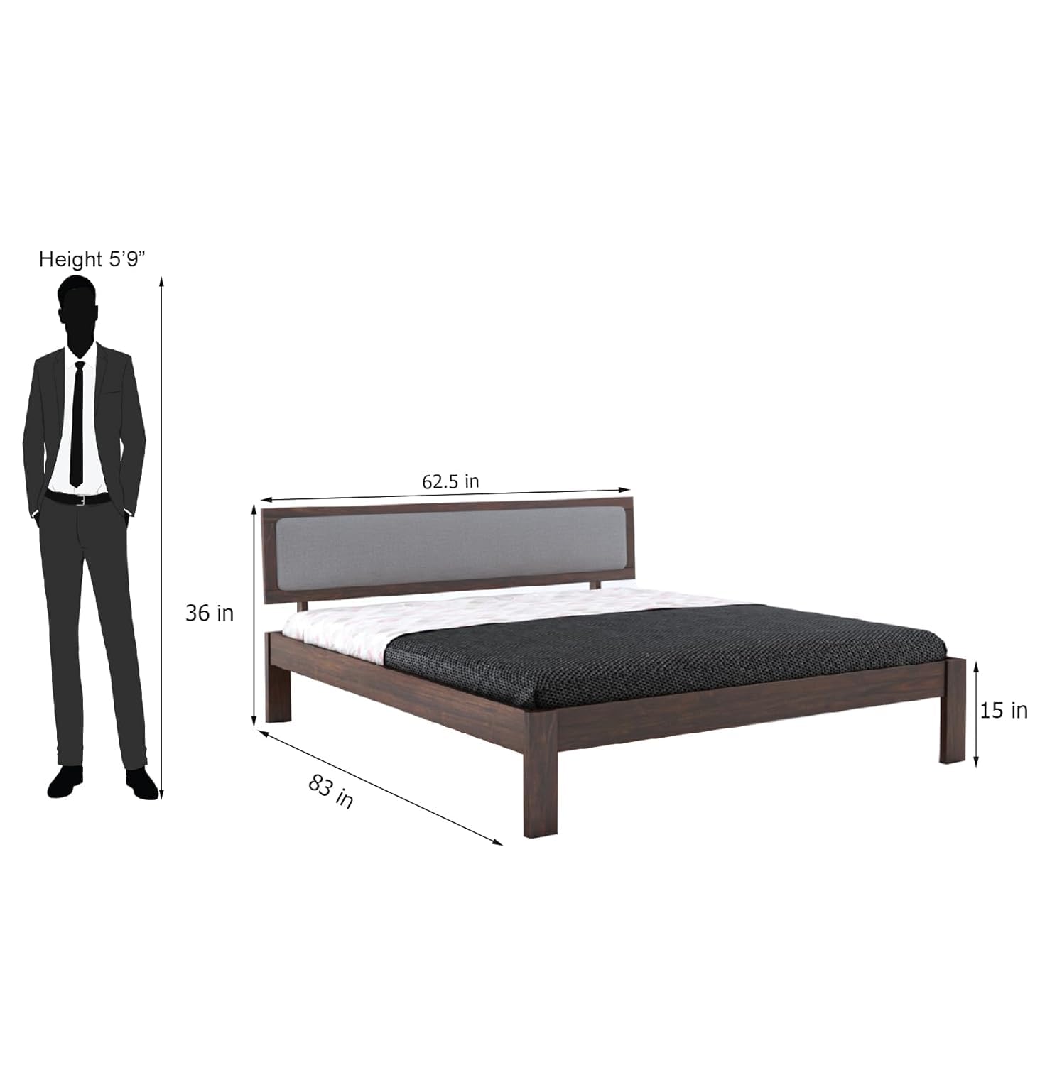 Solid Sheesham Wood Queen Bed  For Bedroom