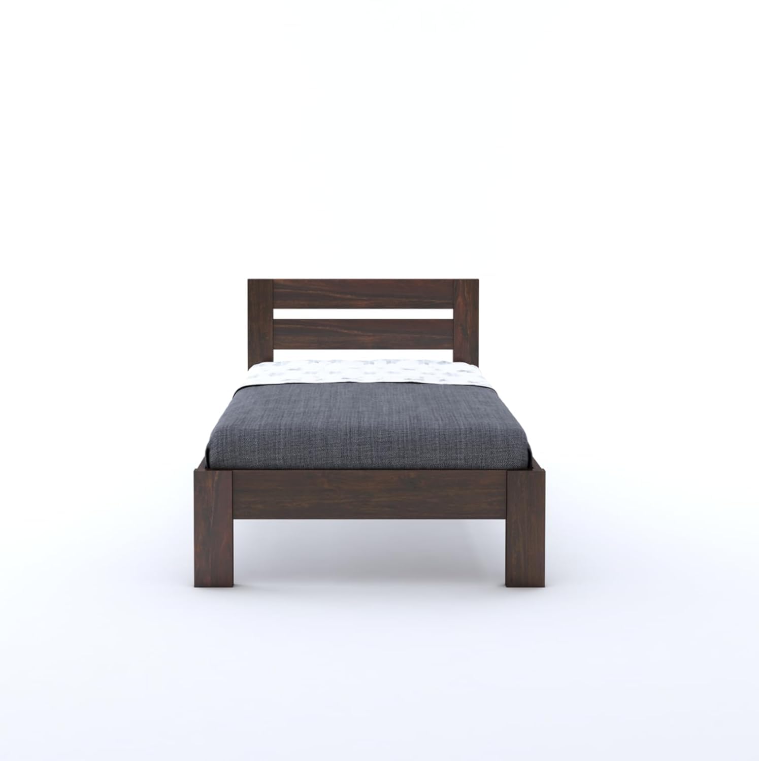 Solid Sheesham Wood Single Bed | Walnut Finish