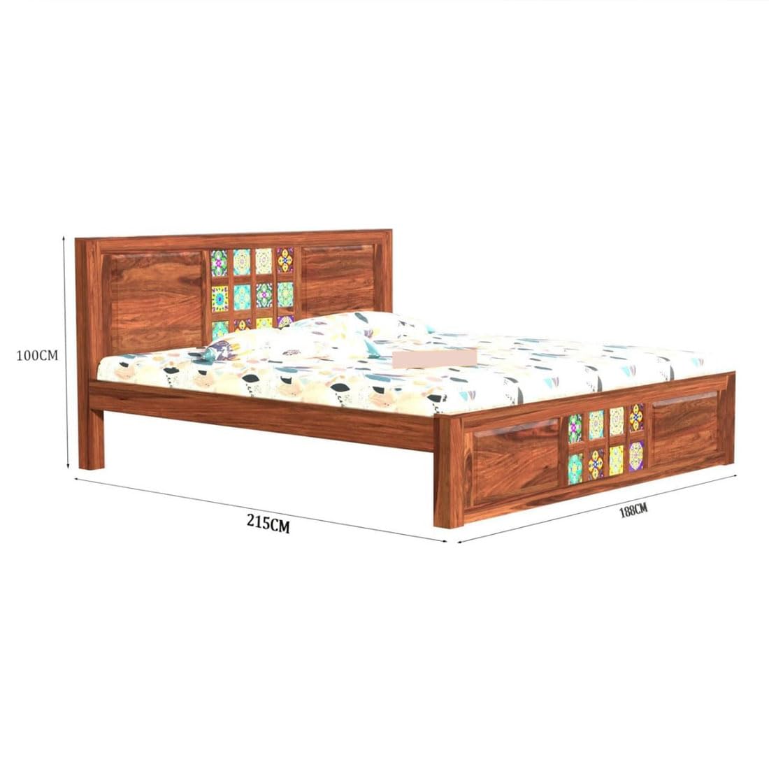 Jodhpuri Tile King Size Sheesham Wood Bed For Wedroom