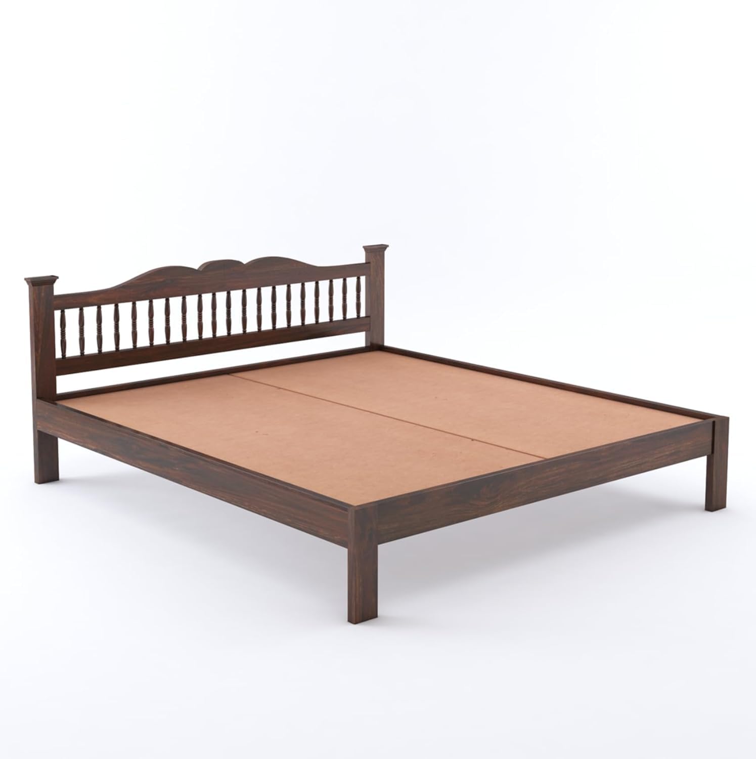 Solid Sheesham Wood King Size Bed | Walnut Finish