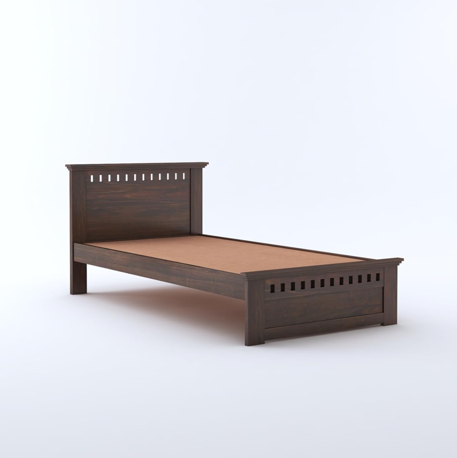 Solid Sheesham Wood Single Bed | Walnut Finish