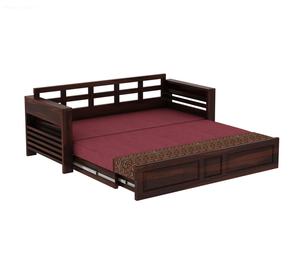 Foster 3-Seater Sheesham Sofa Cum Bed - Walnut Finish