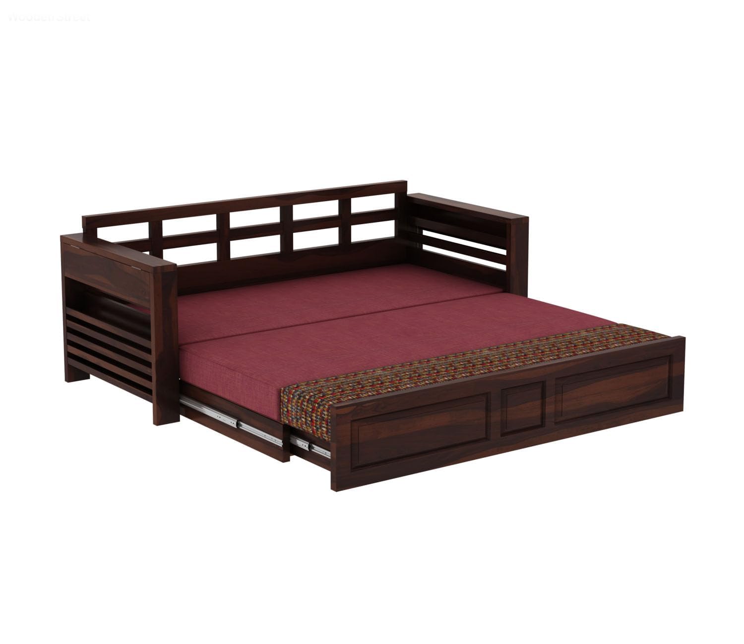 Foster 3-Seater Sheesham Sofa Cum Bed - Walnut Finish