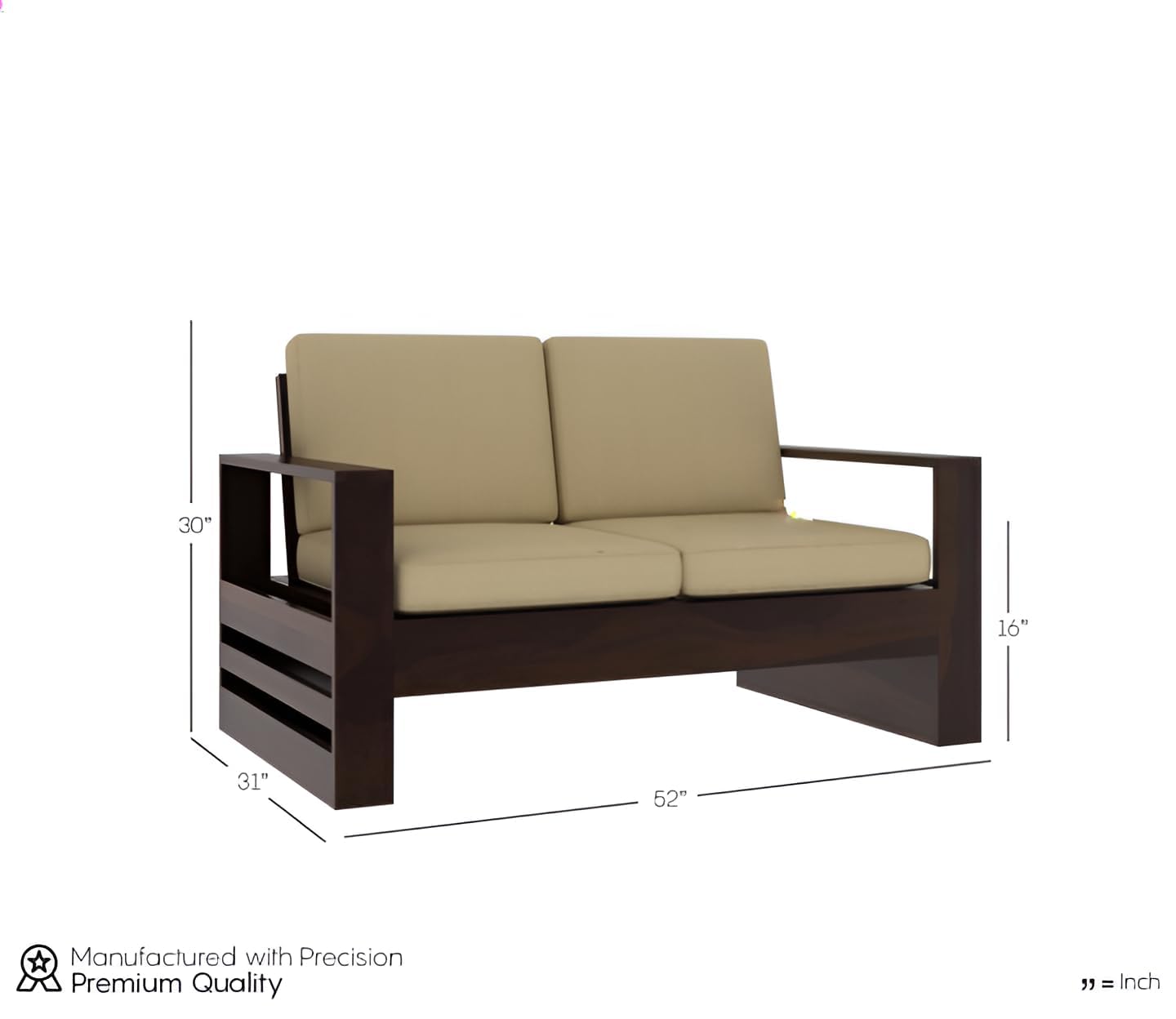 Luxurious 2-Seater Sheesham Wood Sofa for Livingroom