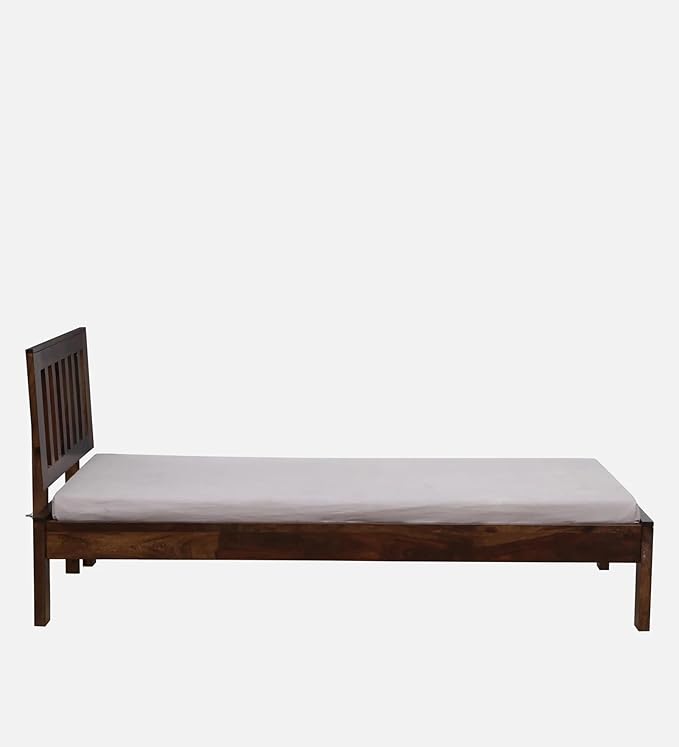 Premium Solid Sheesham Wood Single Bed | Walnut Finish