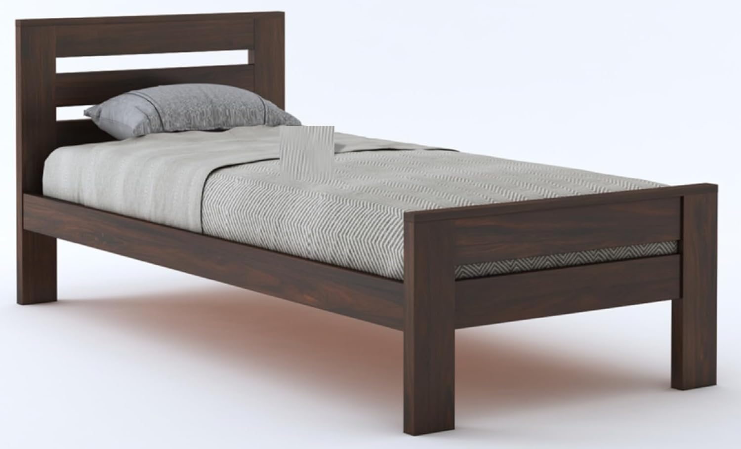 Solid Sheesham Wood Single Bed For Bedroom | Walnut Finish