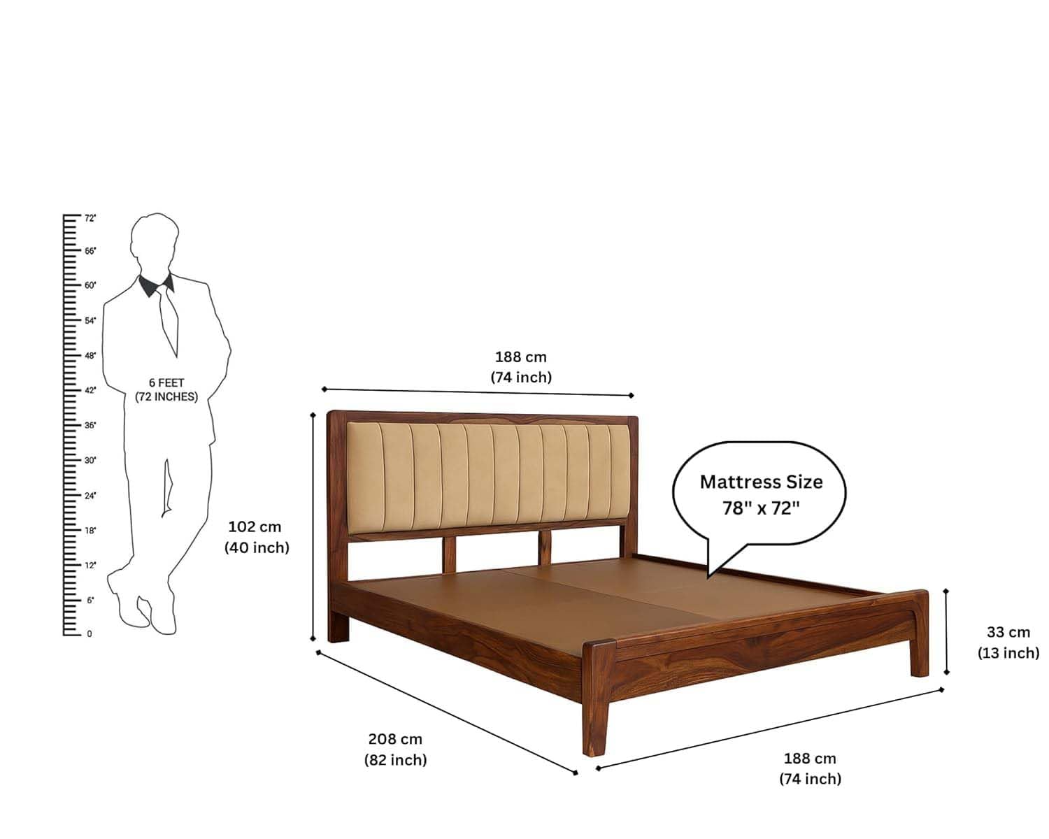 Modern Upholstered Platform King Size Bed For Bedroom