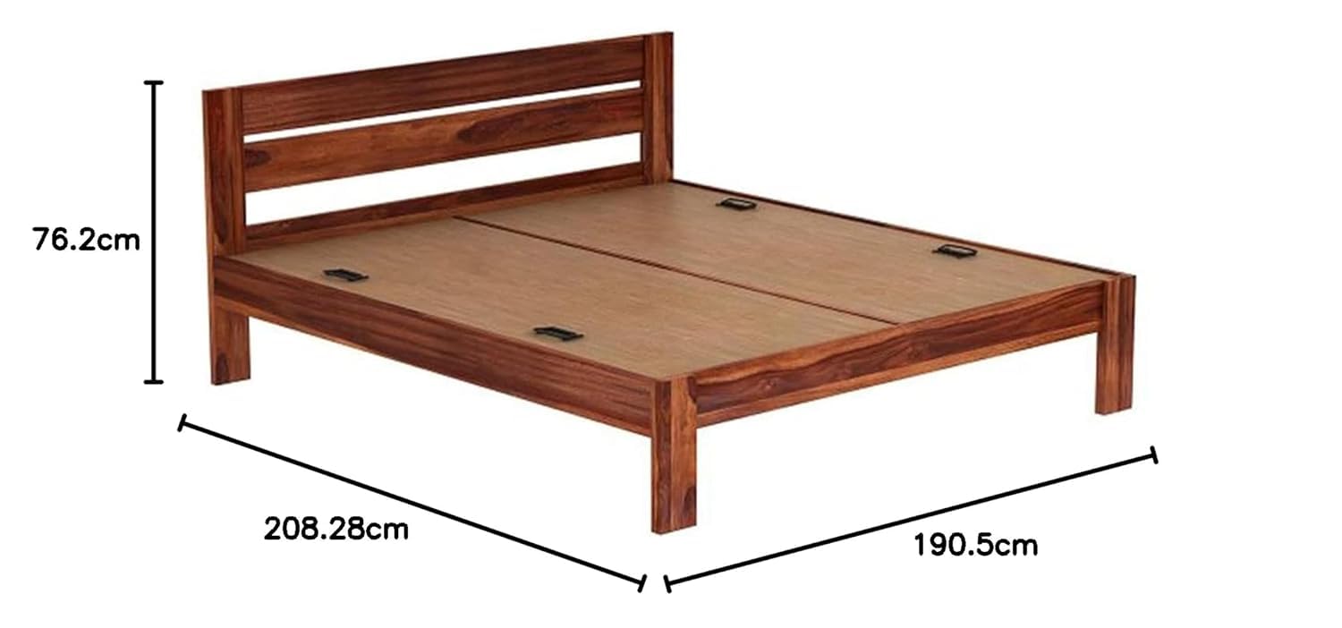 Solid Sheesham Wood King Size Bed For Bedroom - Honey Finish