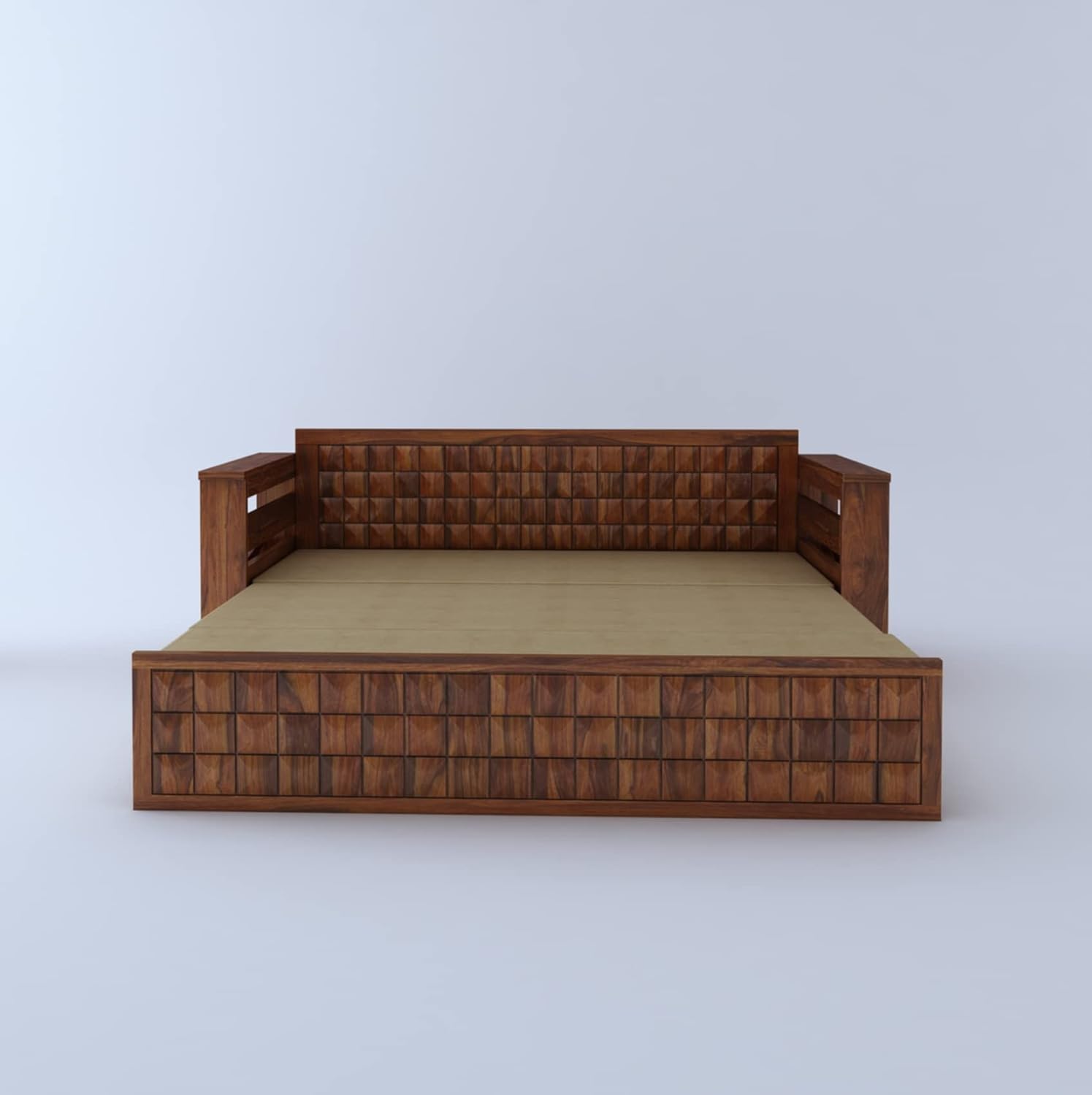 Diamond 3-Seater Sheesham Sofa Cum Bed for bedroom
