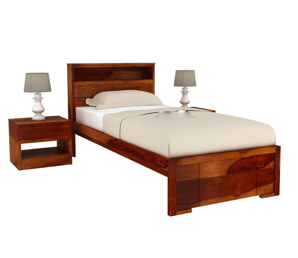 Solid Sheesham Wood Single Bed For Bedroom