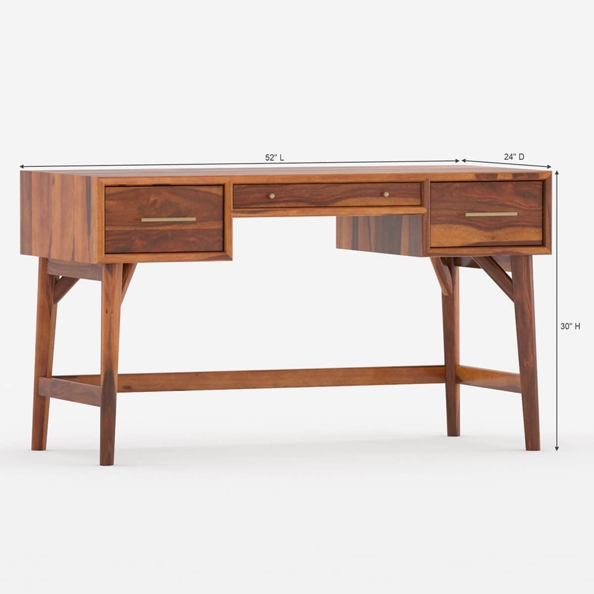 Sheesham Wood Study Table with 3 Drawers | Natural Finish
