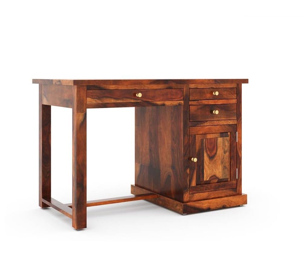 Sheesham Wood Study Table with Storage - Honey Finish
