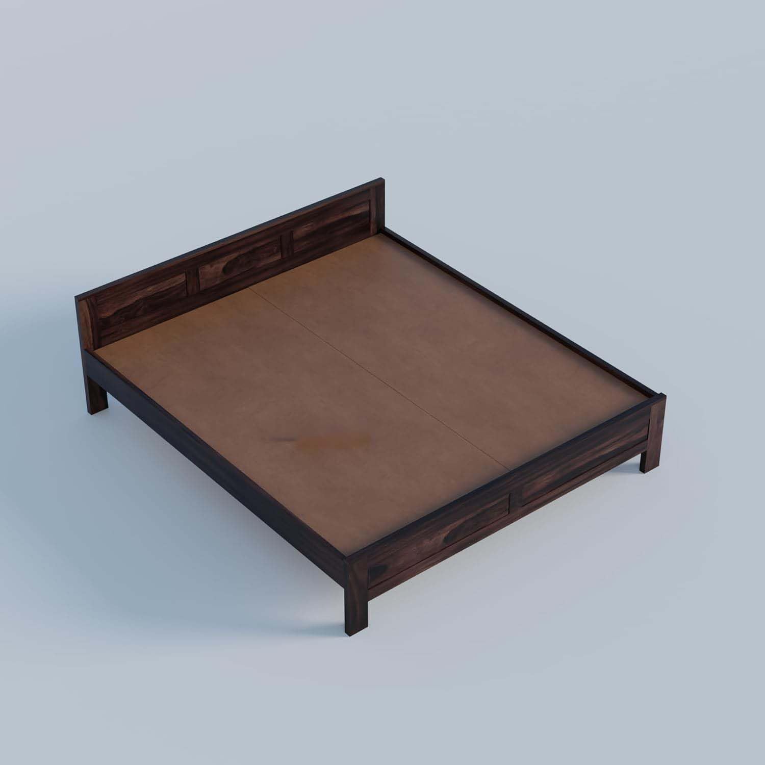 Solid Sheesham Wood King Size Bed - Walnut Finish