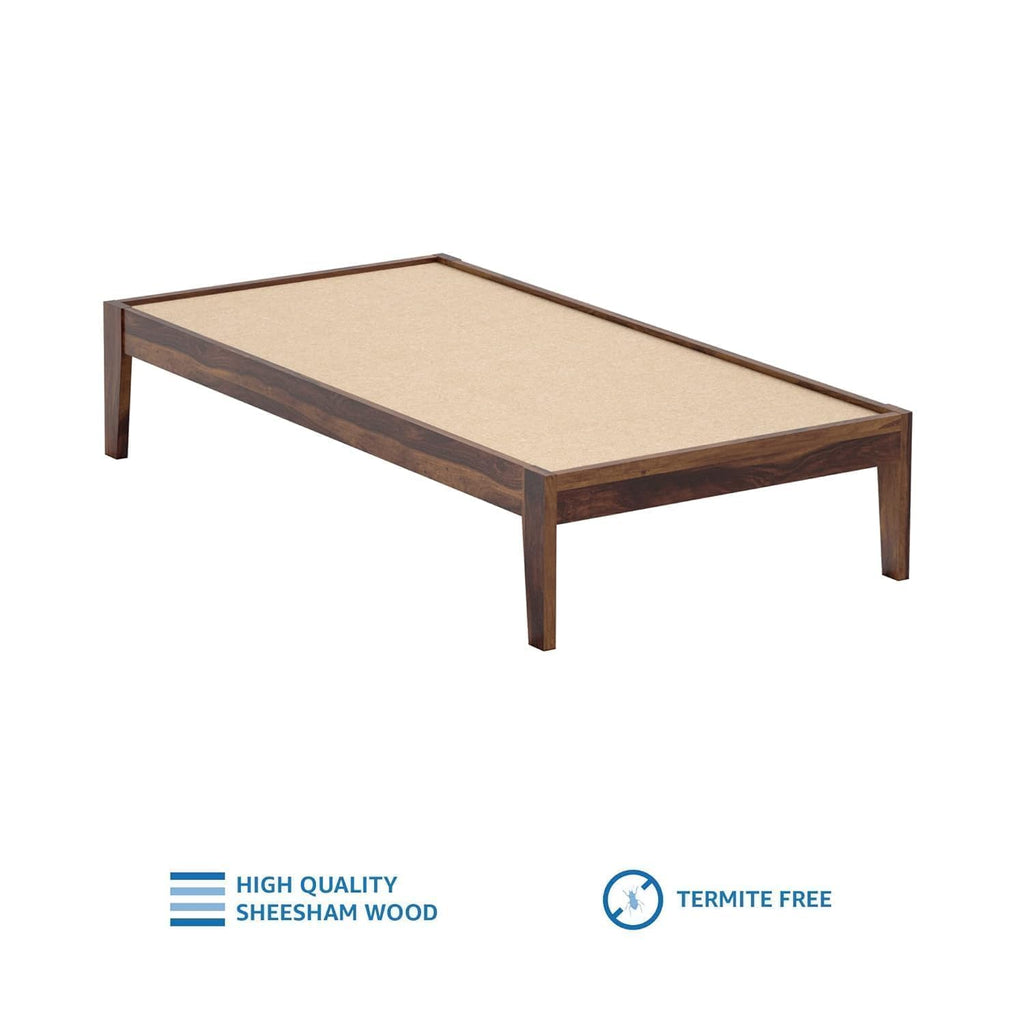 Solid Sheesham Single Bed For Bedroom  - Honey Finish