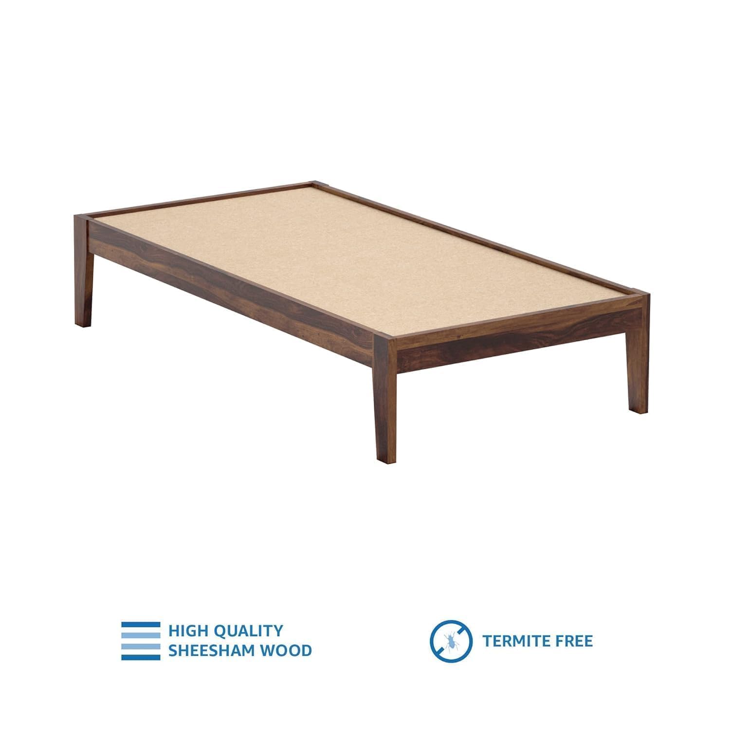 Solid Sheesham Single Bed For Bedroom  - Honey Finish