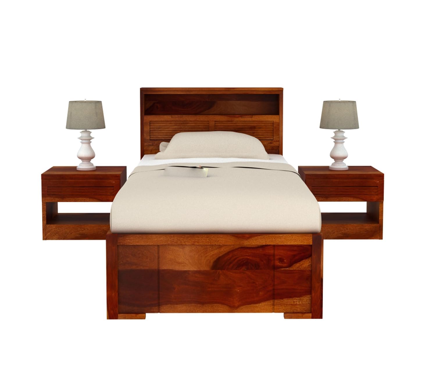 Solid Sheesham Wood Single Bed For Bedroom