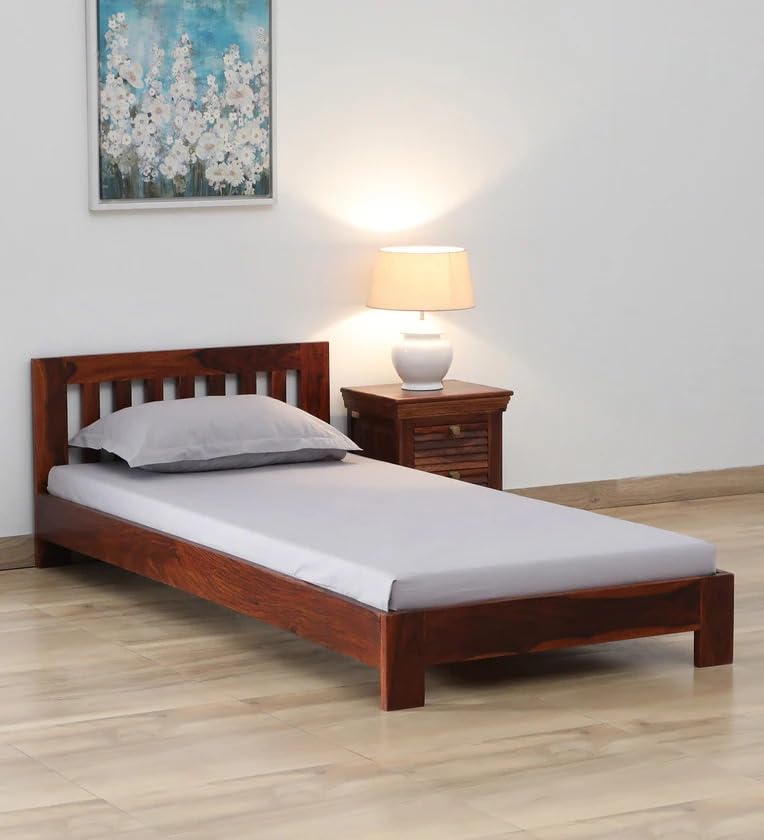 Solid Sheesham Wood Single  Bed for Bedroom | Walnut Finish