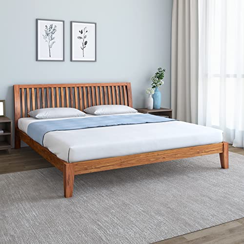 Solid Sheesham Wood King Size Bed  | Natural Finish