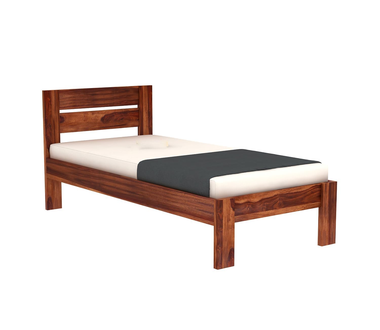Solid Sheesham Wood Single Bed for Bedroom| Natural Finish