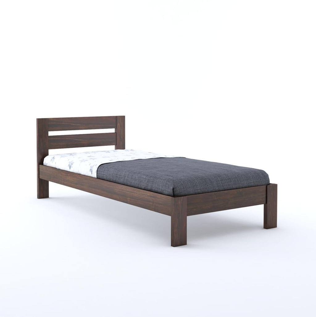 Solid Sheesham Wood Single Bed | Walnut Finish