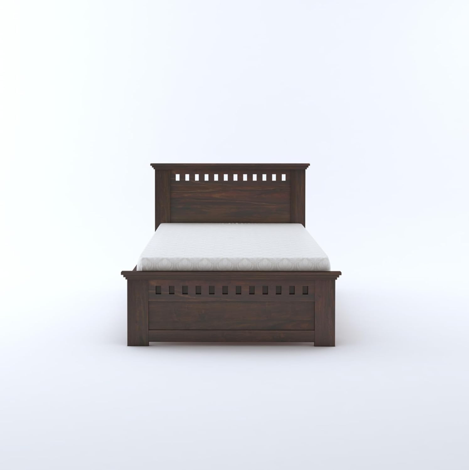Solid Sheesham Wood Single Bed | Walnut Finish