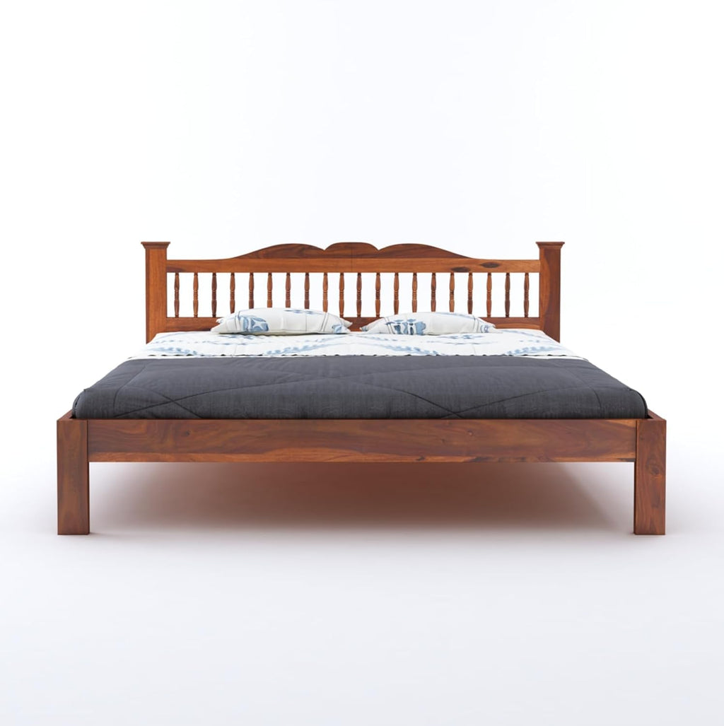 Solid Sheesham Wood King Size Bed - Natural Finish