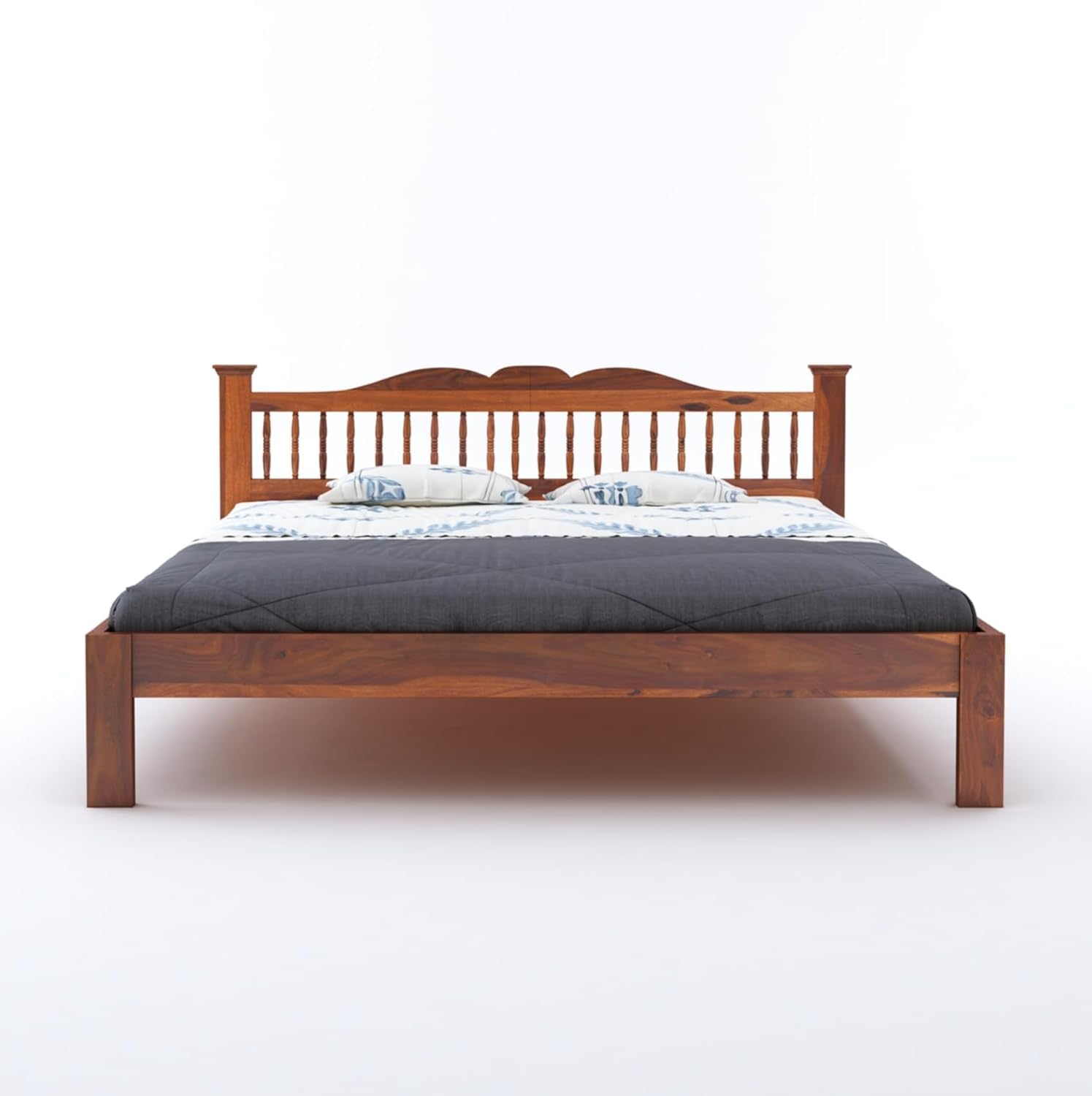 Solid Sheesham Wood King Size Bed - Natural Finish