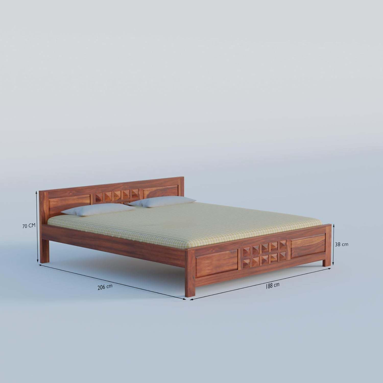 Solid Sheesham Wood King Size Bed | Natural Finish